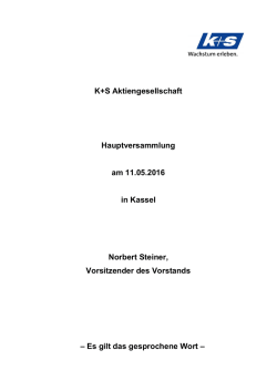 Hauptversammlung 2016 - K+S Aktiengesellschaft