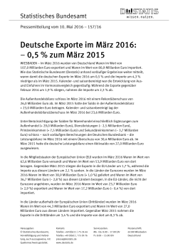 Deutsche Exporte im März 2016: – 0,5 % zum März 2015 (PDF, 93