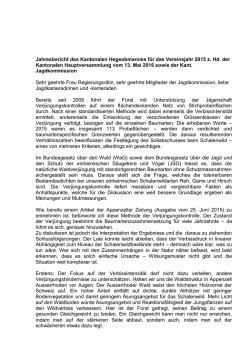 Jahresbericht Kantonaler Hegechef - Patentj&auml;gerverein Appenzell A