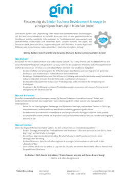 Festeinstieg als Senior Business Development Manager in