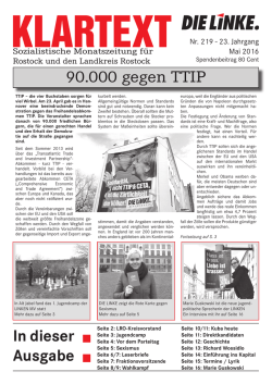 In dieser Ausgabe 90.000 gegen TTIP