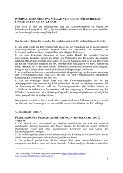 1 INFORMATIONEN &Uuml;BER DAS AUSWAHLVERFAHREN F&Uuml;R