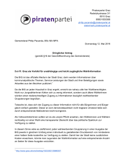 Piratenpartei Graz Radetzkystrasse 3/1 8010 Graz 0660