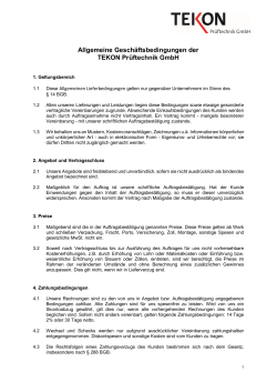 Allgemeine Geschäftsbedingungen der TEKON Prüftechnik GmbH