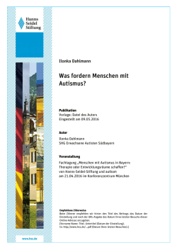 Ilonka Dahlmann: Was fordern Menschen mit Autismus?
