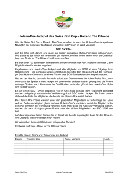 Hole-in-One Jackpot des Swiss Golf Cup &ndash; Race to The Oitavos