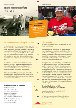 Die Fürst Donnersmarck-Stiftung 1916 – 2016 ICH – mittendrin
