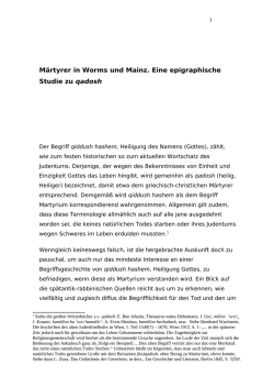 Worms` Märtyrer – eine epigraphische Skizze