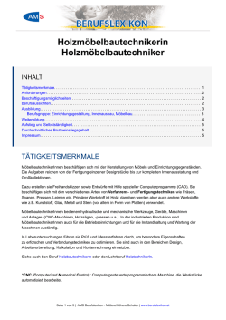 Holzm&ouml;belbautechnikerin Holzm&ouml;belbautechniker