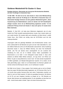 Goldener Meisterbrief f&uuml;r Gustav A. Gaus