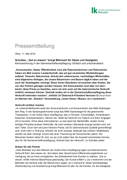 Pressemitteilung - Landwirtschaftskammer Österreich
