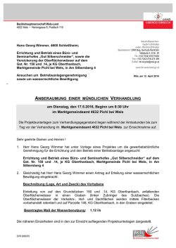 Dienstag, 17.05.2016, Beginn um 08:30 Uhr im Marktgemeindeamt
