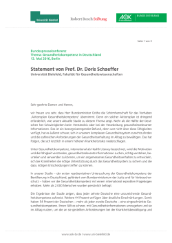 Statement Prof. Dr. Doris Schaeffer - AOK
