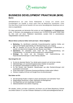 business development praktikum (m/w)