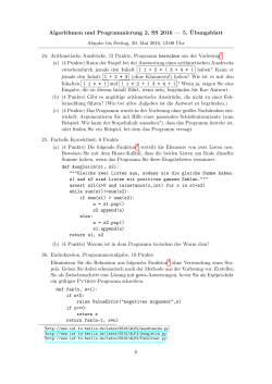 Algorithmen und Programmierung 2, SS 2016 — 5. ¨Ubungsblatt