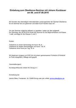 Einladung zum Obedience-Seminar mit Johann Kurzbauer am 06