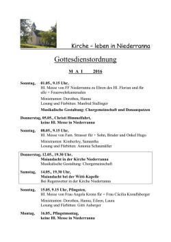 Gottesdienstordnung - Pfarre Hofkirchen iM