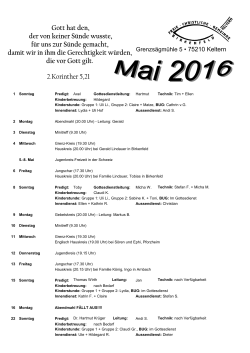Mai 2016 - Freie Christliche Gemeinde Birkenfeld Keltern