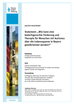 Statement: „Wie kann eine bedarfsgerechte Förderung und Therapie
