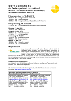 GOTTESDIENSTE der Seelsorgeeinheit Lorch