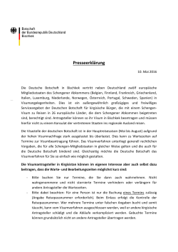 Presseerklärung - Deutsche Botschaft Bischkek