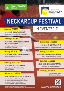 NECKARCUP FESTIVAL Freitag, 13.5.2016 Sonntag, 15.5.2016