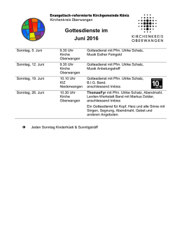 Gottesdienste im Juni 2016