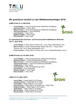 Wettbewerbserfolge - VML Verband Musikschulen Luzern