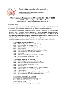 Hinweise zum Probeunterricht - Celtis
