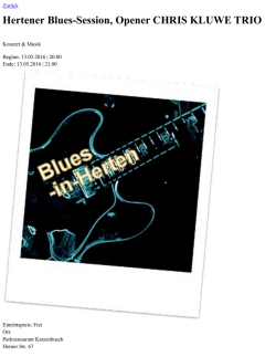 Hertener Blues-Session, Opener CHRIS KLUWE TRIO
