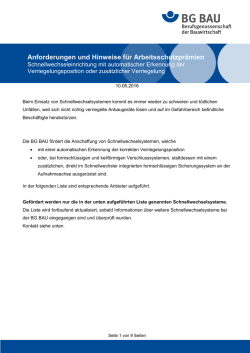 Schnellwechseleinrichtung Anforderungen und Hinweise