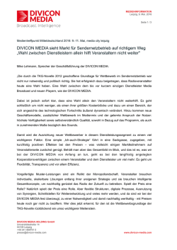DIVICON MEDIA sieht Markt f&uuml;r Sendernetzbetrieb auf richtigem Weg