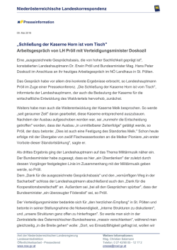 „Schließung der Kaserne Horn ist vom Tisch" Arbeitsgespräch von