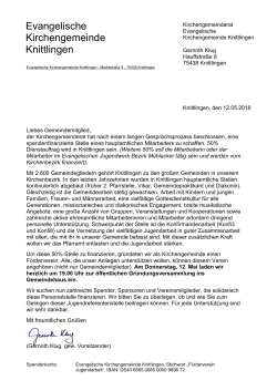 Brief Kirchengemeinderat - Kirchengemeinde Knittlingen