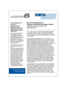 W2 Universit&auml;tsprofessur Analyse und Monitoring Urbaner R&auml;ume