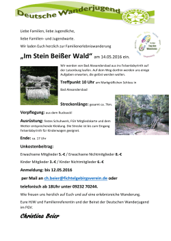 „Im Stein Beißer Wald“ am 14.05.2016 ein.