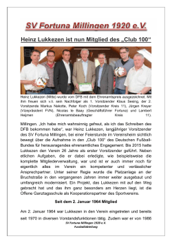 Heinz Lukkezen ist nun Mitglied des „Club 100“