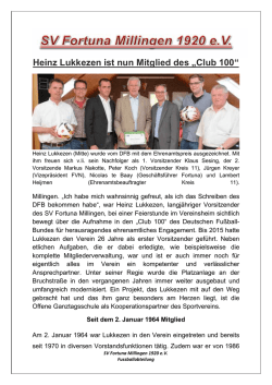 Heinz Lukkezen ist nun Mitglied des &bdquo;Club 100&ldquo;