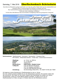 Samstag, 7. Mai 2016 Oberflockenbach–Schriesheim