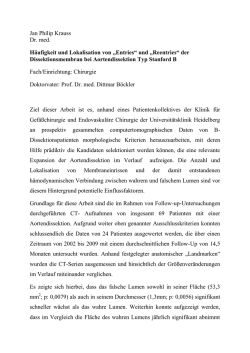 Jan Philip Krauss Dr. med. H&auml;ufigkeit und Lokalisation von &bdquo;Entries