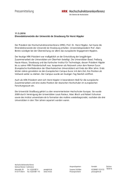 Ehrendoktorw&uuml;rde der Universit&eacute; de Strasbourg f&uuml;r Horst