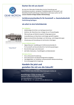 Handeln Sie jetzt und gestalten Sie mit uns die Zukunft!