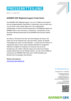 PM BARMER GEK Mitgliedermagazin findet Gehör