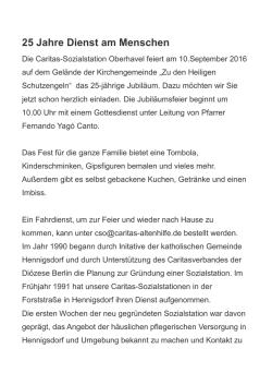 Info 25 Jahre Caritas - Katholische Kirchengemeinde Hennigsdorf