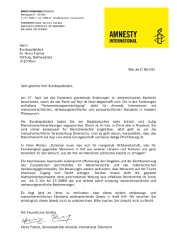 Herrn Bundespr&auml;sident Dr. Heinz Fischer Hofburg