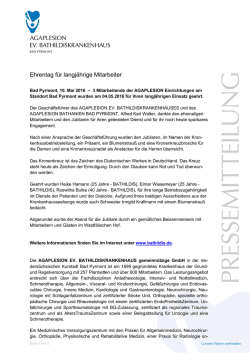 Ehrentag f&uuml;r langj&auml;hrige Mitarbeiter