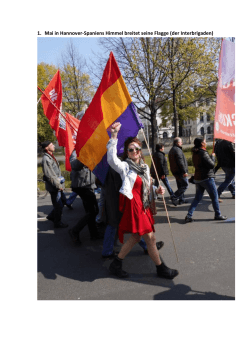 1. Mai in Hannover-Spaniens Himmel breitet seine Flagge (der