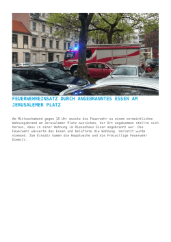Feuerwehreinsatz durch angebranntes Essen am