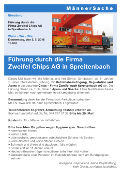 Führung durch die Firma Zweifel Chips AG in Spreitenbach