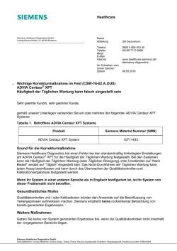 Healthcare Wichtige Korrekturma&szlig;nahme im Feld (CSW-16